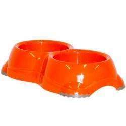 Moderna Double plastic bowl for dogs and cats H107148 2х11 cm 2х330 ml Orange TTT