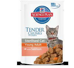 Hill's Feline Young Adult Sterilised Cat Salmon - Pouch 12x85g