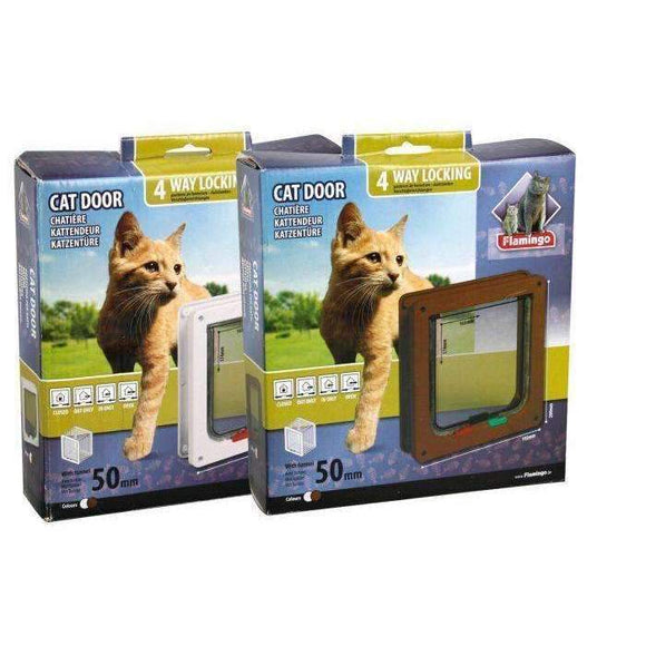 Karlie Flamingo Cat Door with Tunnel 4-Way Brown 20cm*19,2cm