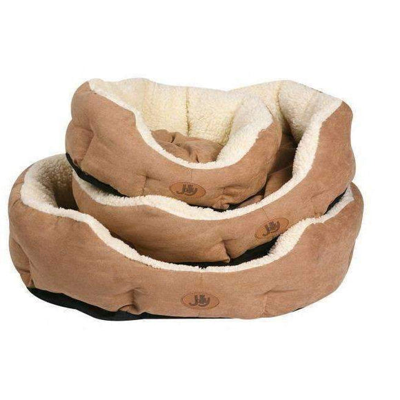 Karlie Flamingo Dog Basket And Cushion Oval Suede - 45cm (Brown/White)