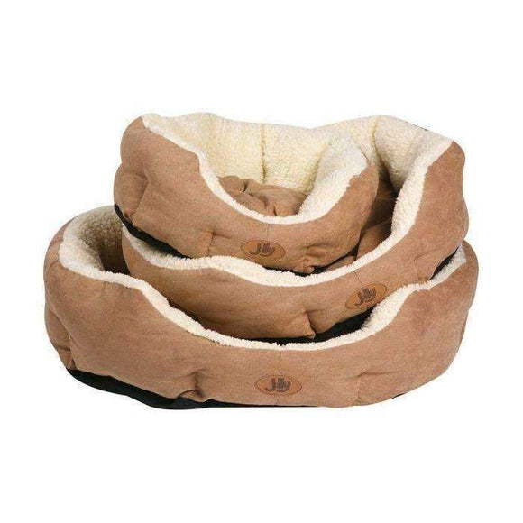 Karlie Flamingo Dog Basket And Cushion Oval Suede - 57cm (Brown/White)