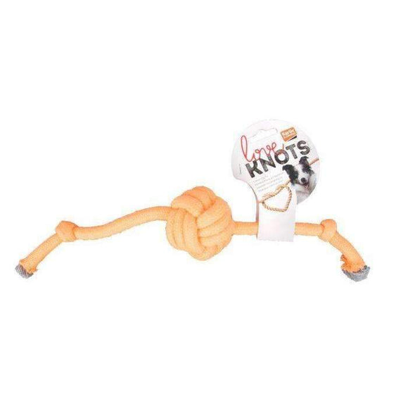Karlie Flamingo Love Knots dog toy with middle ball