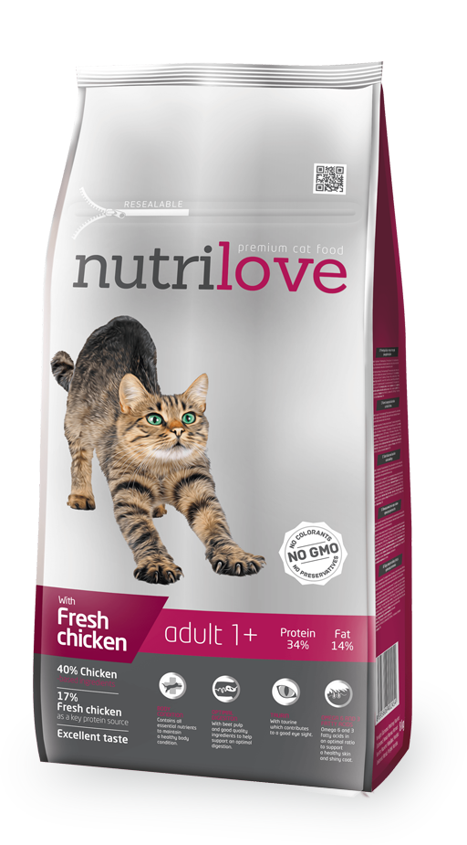 Nutrilove Adult Cat Chicken - Dry 8+1,5kg