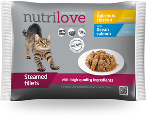 Nutrilove Adult Cat - Pouch 2x Salmon + 2x Chicken 4x85gr
