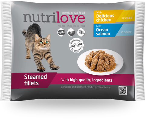 Nutrilove Adult Cat - Pouch 2x Salmon + 2x Chicken 4x85gr