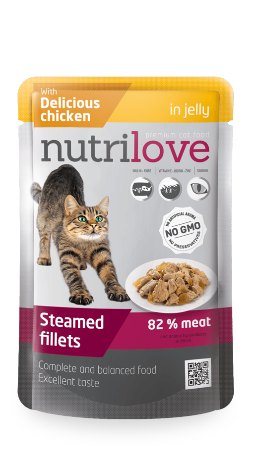 Nutrilove Adult Cat Chicken in jelly - Pouch 85gr