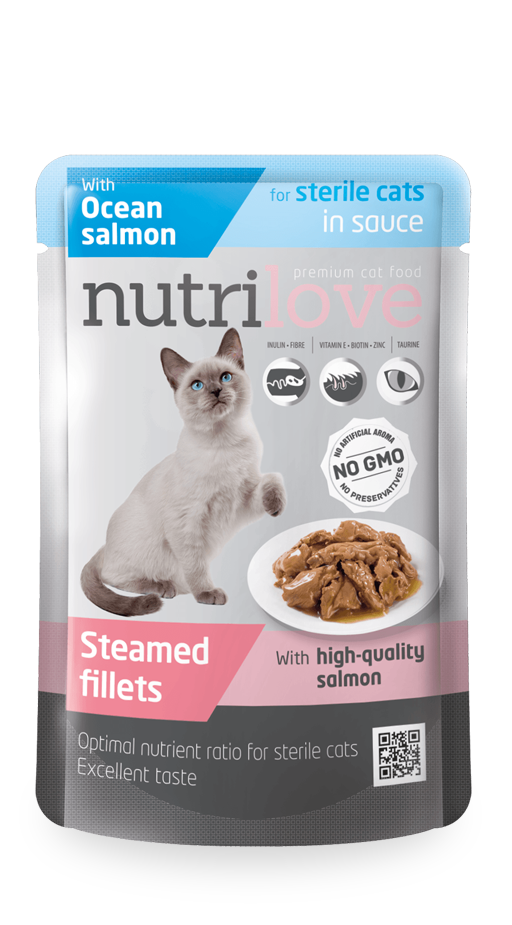 Nutrilove Adult Cat Sterilised Salmon - Pouch 85gr