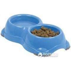 Moderna Double plastic bowl for dogs and cats H106181 2х11 cm 2х330 ml light blue TTT