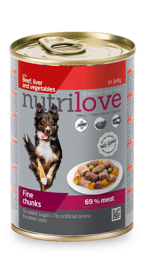 Nutrilove Adult Dog Beef, Liver and Vegetable - Can 415gr