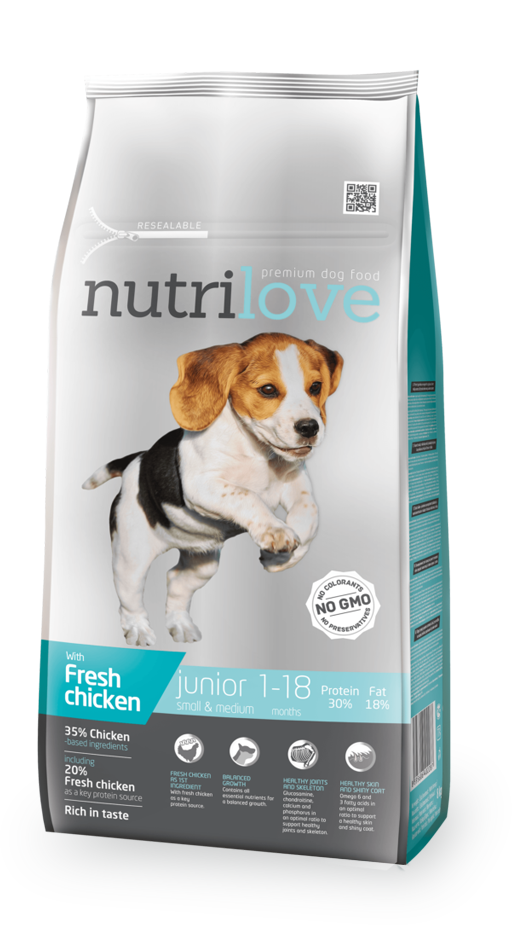 Nutrilove Junior/Puppy Small and Medium Breed Chicken - Dry 1,6kg