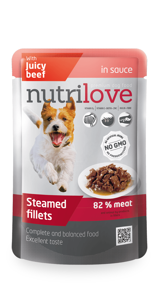 Nutrilove Adult Dog Pouch Beef 85gr