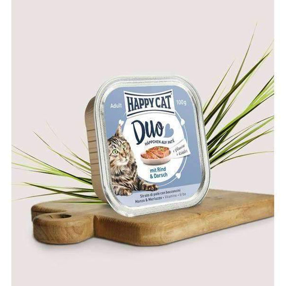 Happy Cat Duo With Beef & Cod - 12x100g