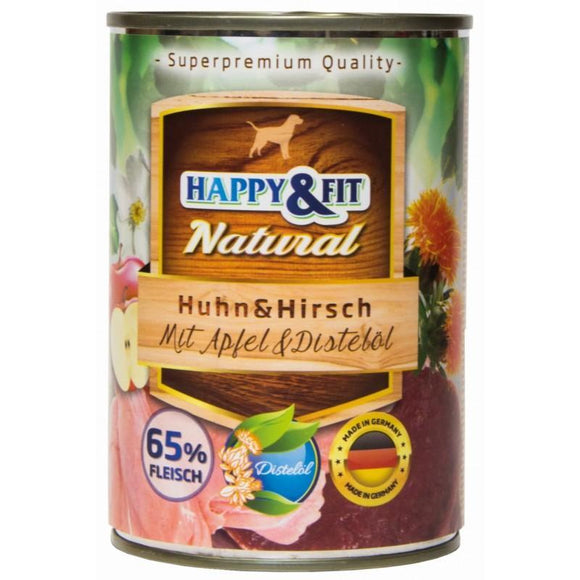 Happy&Fit Natural Huhn &Hirsch Mit Apfel & Distelöl - 400g