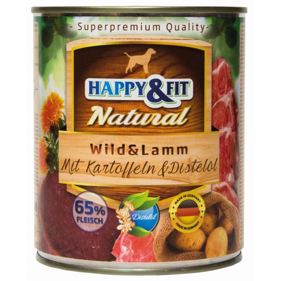 Happy&Fit Natural Adult Wild & Lamm Mit Kartoffeln & Distelöl - 800g