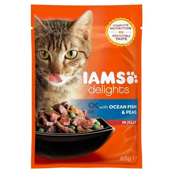 Iams Delight Adult Ocean Fish & Green Peas in Jelly - 85gr