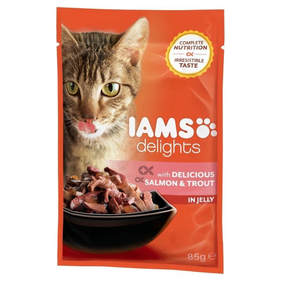 Iams Cat Delights Adult Delicious Salmon & Trout in Jelly 85gr