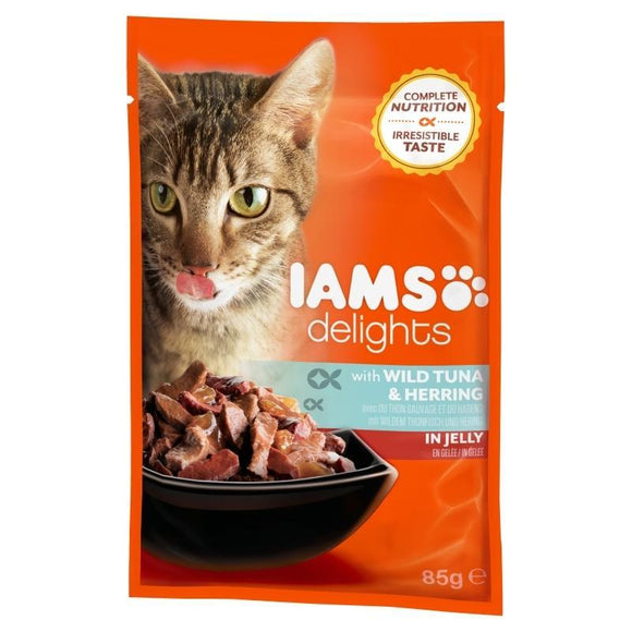 Iams Cat Delights Adult Wild Tuna & Herring in Jelly 85gr