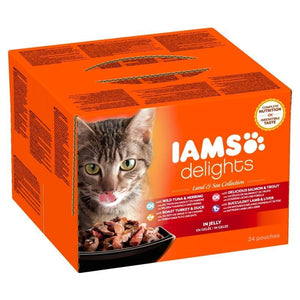 Iams Cat Delights Adult Land & Sea Multipack in Jelly 24x85gr