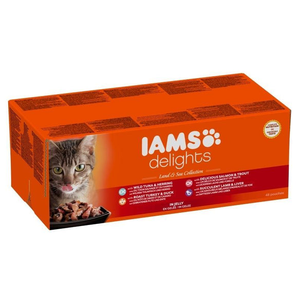 Iams Cat Delights Adult Land & Sea Multipack in Jelly 48x85gr