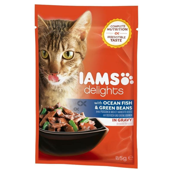 Iams Cat Delights Adult Ocean Fish & Green Beans in Gravy 85gr