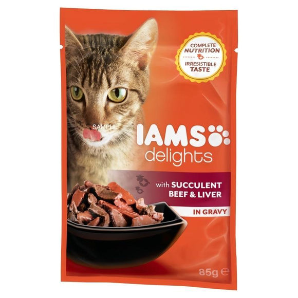 Iams Delights Adult Succulent Beef & Liver In Gravy - 85gr