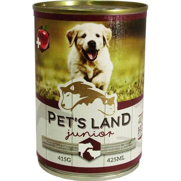 Pet's Land Dog Junior Beef & Lamb With Apple - 415g