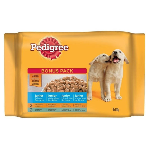 Pedigree Junior Chicken & Rice - Beef & Rice - 4 x 100g